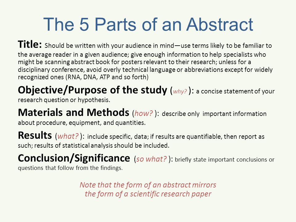 Parts of a scientific research paper notes